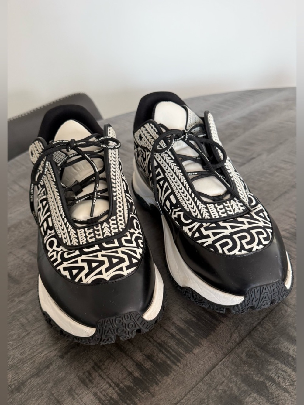 Marc By Marc Jacobs Black and White Logo-Print Sneakers